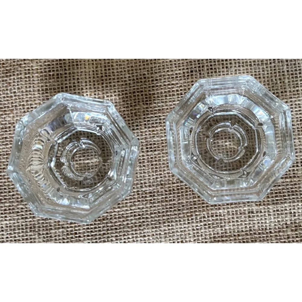 Vintage Luminarc Clear Glass Octime Candle Holder Set Octagon Mid Century Modern